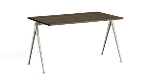 HAY Pyramide Table 01 140x75 cm - Beige Powder Coated Steel/Smoked Oak