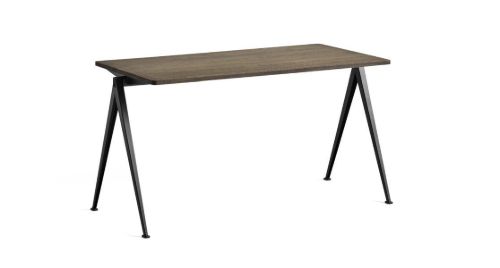 HAY Pyramide Table 01 140x65 cm - Black Powder Coated Steel/Smoked Oak