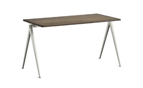 HAY Pyramide Table 01 140x65 cm - Beige Powder Coated Steel/Matt Lacquered Oak