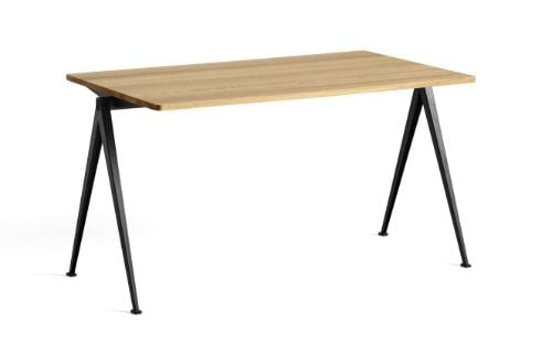 HAY Pyramide Table 01 140x75 cm - Black Powder Coated Steel/Clear Lacquered Oak