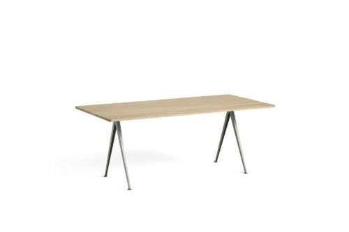 HAY Pyramide Table 02 190x85 cm - Beige Powder Coated Steel/Matt lacquered Oak