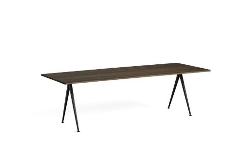 HAY Pyramide Table 02 250x85 cm - Black Powder Coated Steel/Smoked Oak