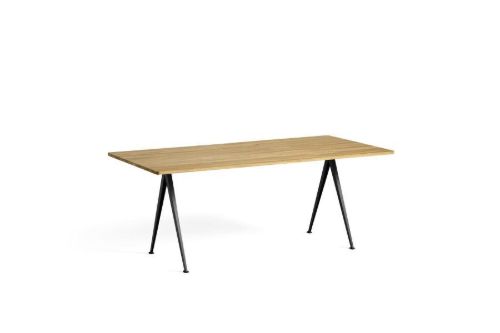 HAY Pyramide Table 02 190x85 cm - Black Powder Coated Steel/Clear Lacquered Oak