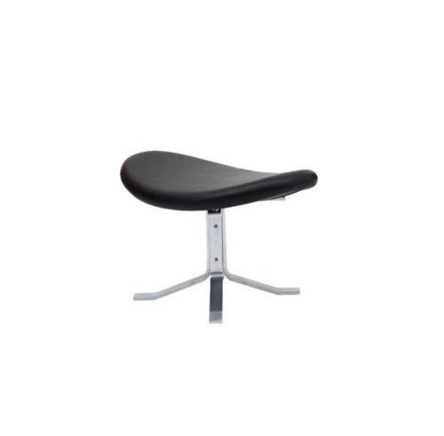 Fredericia Furniture Erik Jørgensen EJ 5-F Corona Skammel H: 47 cm - Sort Omni 301 Læder/Børstet Krom