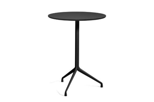HAY AAT20 Table Ø: 80xH: 105 cm - Black Powder Coated Aluminium/Black Linoleum
