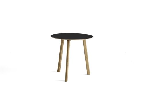 HAY CPH Deux 220 Table Ø: 75 cm - Lacquered Solid Oak/Ink Black Laminate
