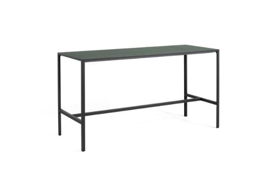 HAY New Order High Table 200x75 cm - Charcoal Powder Coated / Green Linoleum