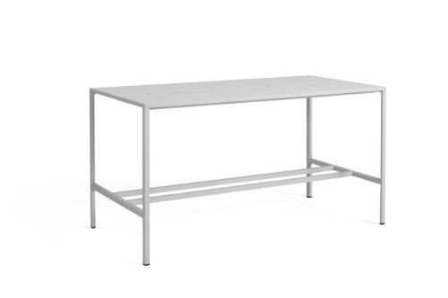 HAY New Order High Table 200x100 cm - Light Grey Powder Coated / Grey Linoleum