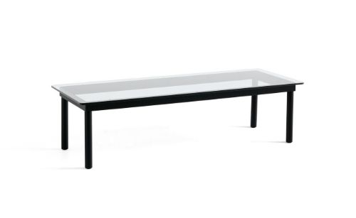 HAY Kofi Table 140x50 cm - Black Solid Oak / Clear Glass