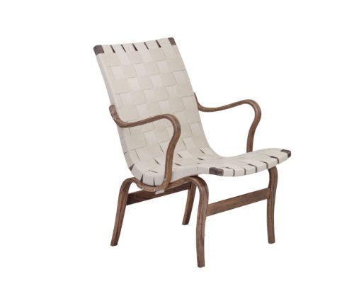 Bruno Mathsson Mi 472 Eva Lænestol m. arm SH: 34 cm - Røget Eg / Linnegjord Natur