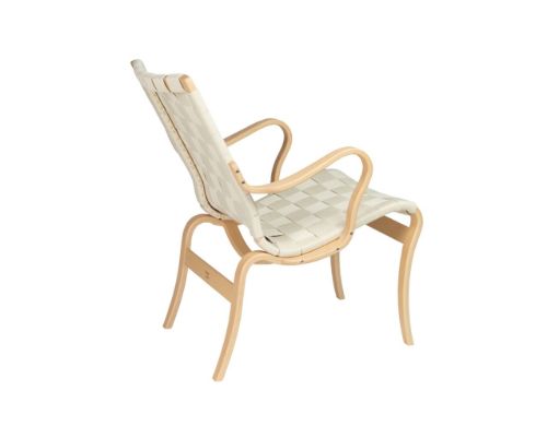 Bruno Mathsson Mi 425 Mina Sessel mit Arm SH: 34 cm - Lackierte Buche / Naturleinen
