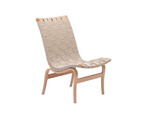 Bruno Mathsson Mi 471 Eva Lænestol u. arm SH: 34 cm - Lakeret Bøg / Linnegjord Natur