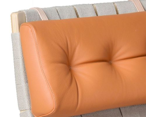 Bruno Mathsson Mi 477 Pernilla 2 Sessel mit Arm- und Nackenkissen SH: 26 cm - Lackierte Buche / Naturleinen