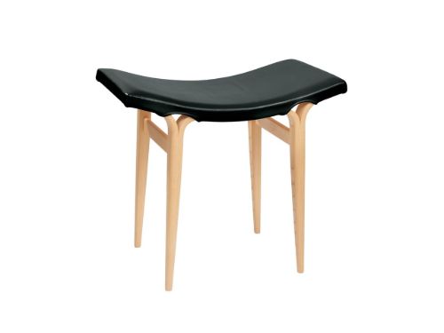 Bruno Mathsson Mi 435 Anna Skammel SH: 48 cm - Lakeret Bøg / Elmosoft Læder Black 99999