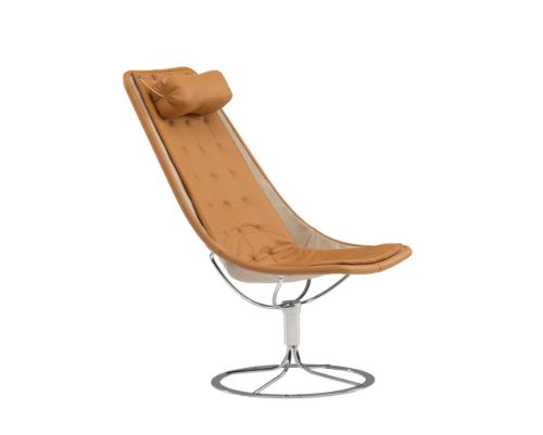 Bruno Mathsson Mi 466 Jetson 66 m/Bærende Hørvæv SH: 32 cm - Elmosoft Læder / 54035 Cognac