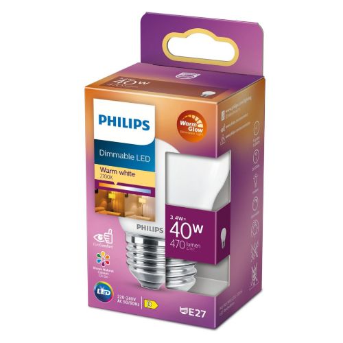 PHILIPS E27 LED-Kerzenlampe 4,5 W (40 W) – dimmbar/warm geschnitten