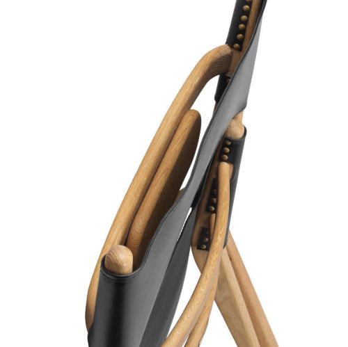 Audo Copenhagen Saxe Chair SH: 37 cm - Naturolieret Eg/Sort Læder