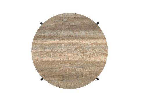 GUBI TS Couchtisch Ø: 55 cm – Schwarze Basis/Warm Taupe Travertin