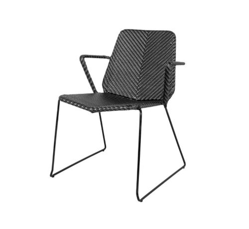 Cane-line Outdoor Vision Stol m. Armlæn SH: 45 cm - Black/Graphite