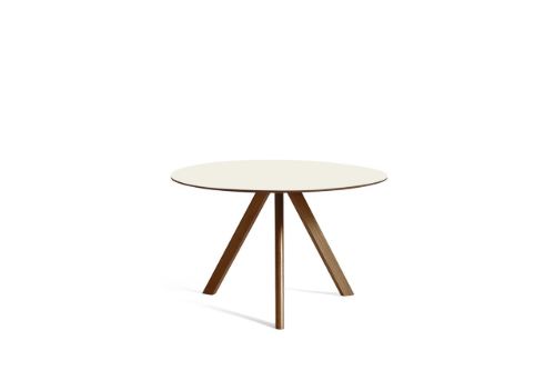 HAY CPH 20 Round Table Ø: 120 cm - Lacquered Solid Walnut/Off White Linoleum