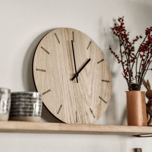 Hemverk Wanduhr Ø: 38 cm – Eiche hell/Schwarz