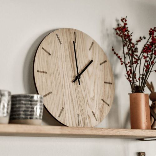 Hemverk Wanduhr Ø: 38 cm – Eiche hell/Gold