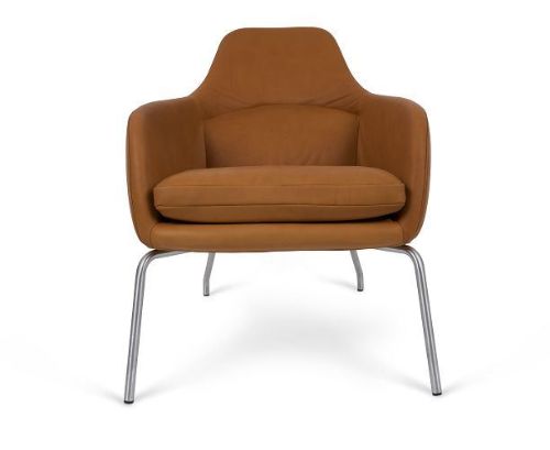 Bent Hansen Primum Asento Loungestol SH: 41 cm - Cognac Adrian Læder/Rustfrit Stål