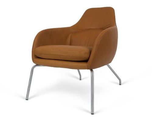 Bent Hansen Primum Asento Lounge Chair SH: 41 cm – Cognacfarbenes Adrian-Leder/Edelstahl