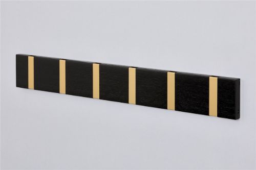 KNAX vandret 6 knagerække L: 59,4 cm - Sortbejdset Eg/Messing