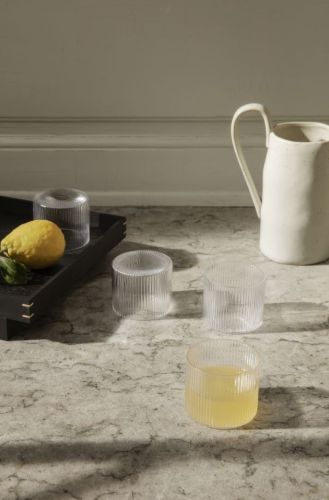 Ferm Living Ripple Low Gläser 20 Cl 4er-Set Ø: 7,6 cm – Klar