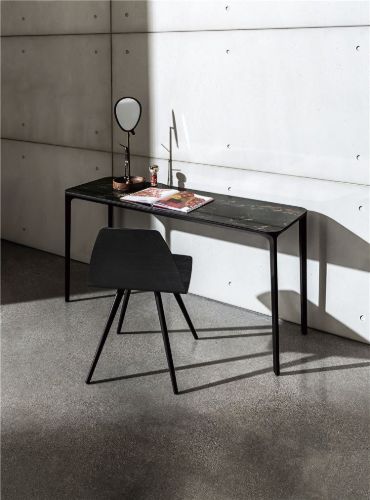 SOVET Slim Konsole mit 4 Beinen, L: 140 cm – Messing brüniert/Keramik Portoro