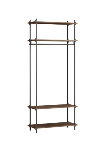 Moebe Shelving System Open Wardrobe 200x85 cm - Smoked Oak/Black