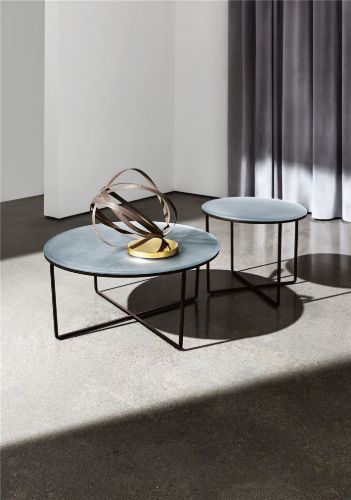 SOVET Piktor Couchtisch Ø: 80 cm - Schwarz/Keramik Elfenbeinschwarz