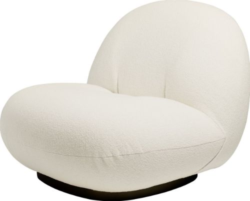 GUBI Pacha Lounge Chair m. Swirvel - Black Semi Matt/Harp 24 Ivory