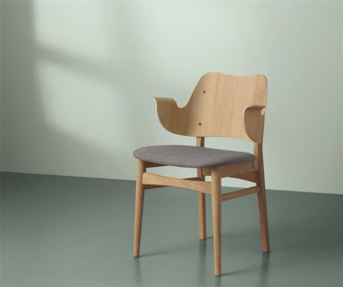 Warmer Nordic Gesture Stuhl SH: 46 cm – Eiche/Grau Melange