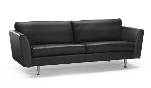 Stouby Altos 3 pers. Sofa L: 218 cm - Sort læder/Stål