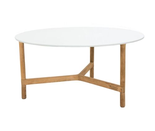 Cane-line Outdoor Twist Sofabord Stor Ø: 90 cm - White/Teak
