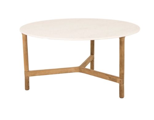 Cane-line Outdoor Twist Sofabord Stor Ø: 90 cm - Travertine/Teak