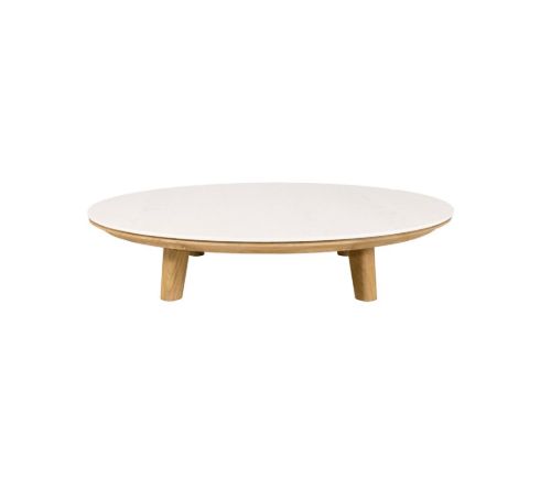 Cane-line Outdoor Aspect Sofabord Ø: 144 cm - Travertine Look Keramik/Teak