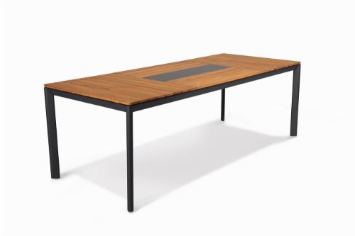 Mindo 101 Esstisch 222x90 cm - Dunkelgrau/Teak/Opiumschwarz