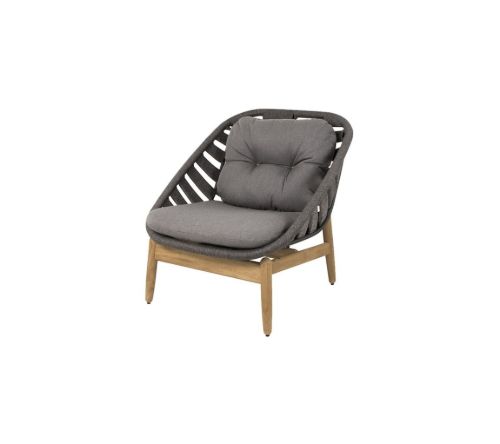 Cane-line Outdoor Strington Loungestol inkl. AirTouch Hyndesæt SH: 40 cm - Dark Grey/Teak m. Soft Rope
