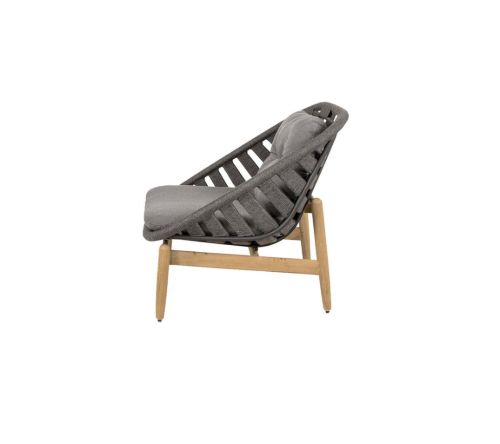 Cane-line Outdoor Strington Loungesessel inkl. AirTouch Hyndesæt SH: 40 cm - Dunkelgrau/Teak m. Weiches Seil