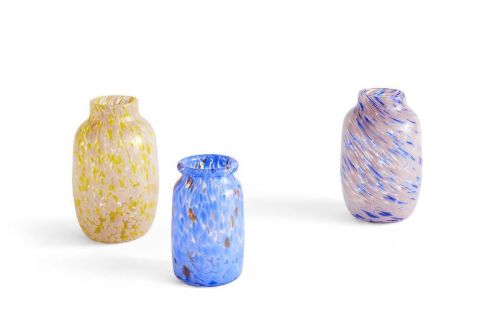 HAY Splash Vase Rund L Ø: 18,5 cm - Hellrosa/Gelb