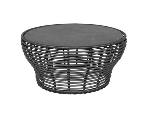 Cane-line Outdoor Basket Sofabord Stor Ø: 95 cm - Fossil Black Ceramic/Graphite Weave