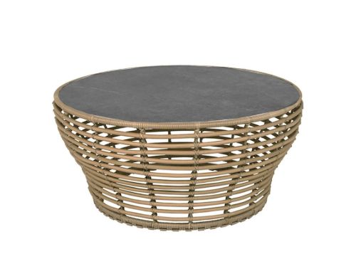 Cane-line Outdoor Basket Sofabord Stor Ø: 95 cm - Fossil Black Ceramic/Natural Weave