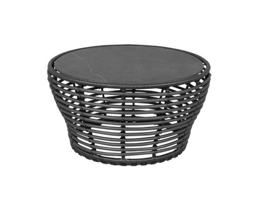 Cane-line Outdoor Basket Sofabord Mellem Ø: 75 cm - Fossil Black Ceramic/Graphite Weave