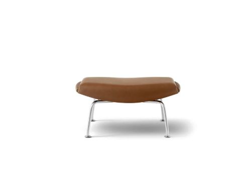 Fredericia Furniture Erik Jørgensen Wegner OX Ottoman H: 36 cm – Max 95 Cognacfarbenes Leder/Gebürstetes Chrom