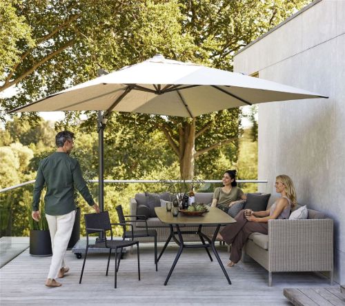 Cane-line Outdoor Dining Lounge 2 Pers. Sofa rechts Modul inkl. Kissenset L: 153 cm – Taupegeflecht/Weiß