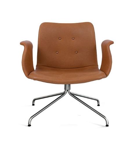 Bent Hansen Primum Loungestol m. Armlæn SH: 38 cm - Zenso 2 223/Børstet Rustfrit Stål m. Drejestel