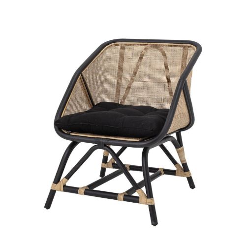 Bloomingville Loue Lounge Chair SH: 37 cm – Rattan/Schwarz